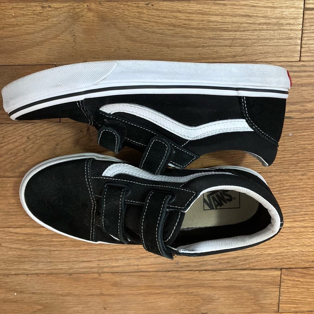 Vans Black and White Velcro Sneakers